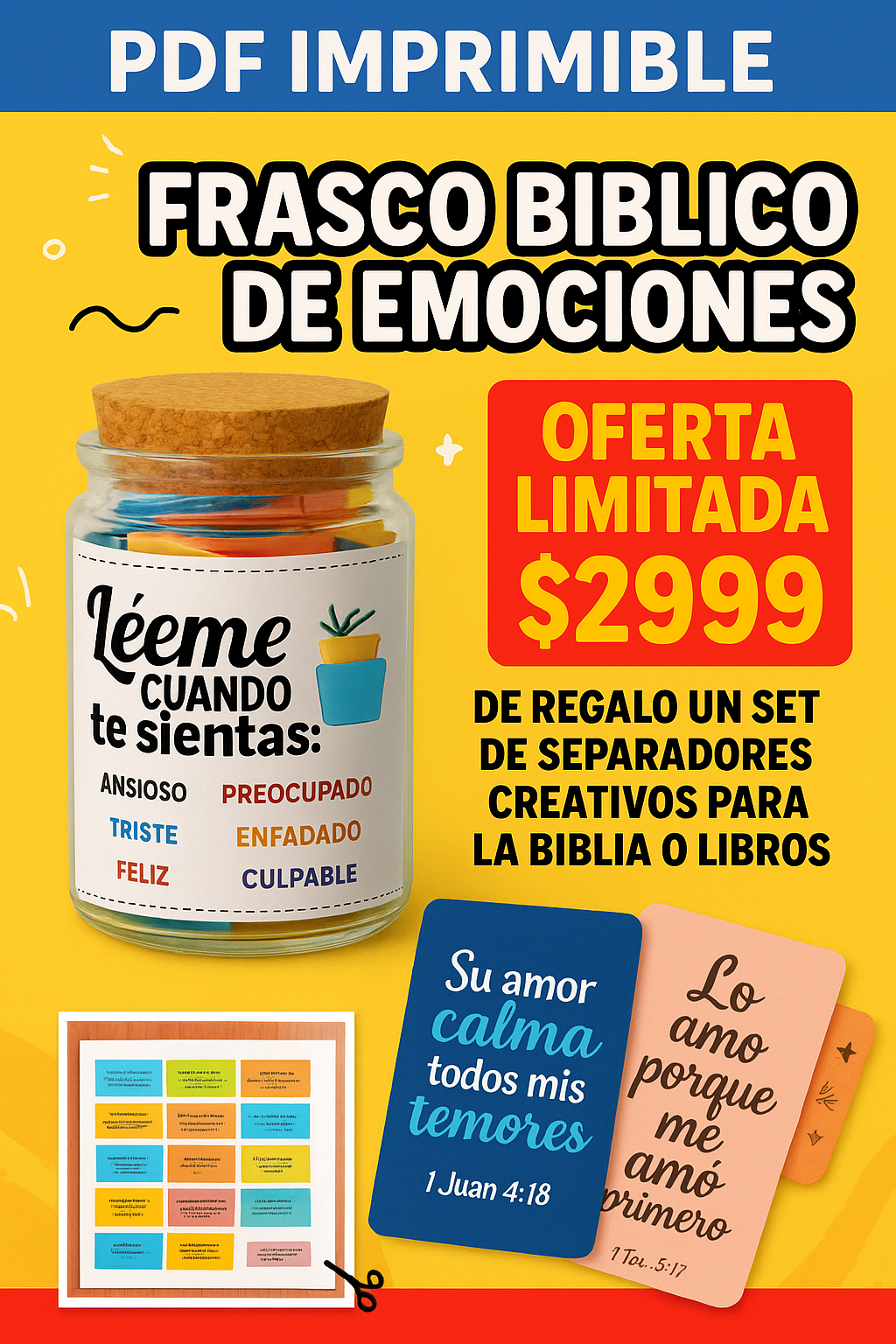 💛 BIBLE JAR OF EMOTIONS — PRINTABLE PDF ✅